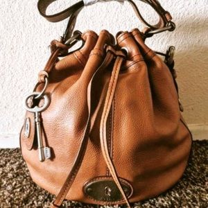 Fossil Bucket Maddox Drawstring Leather Bag